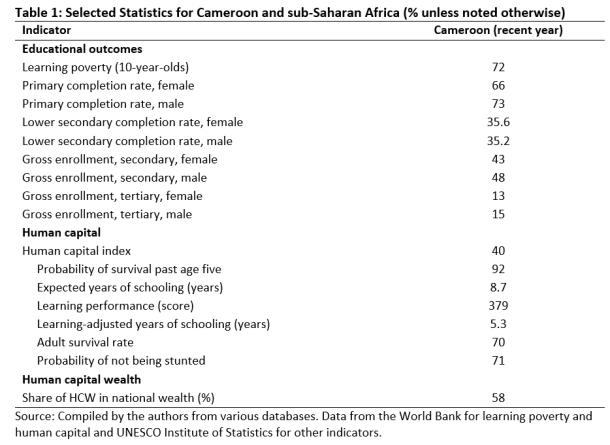 Table 1 Cameroon